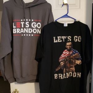 Gray and Black 'Let's Go Brandon' Hoodie and T-Shirt Set